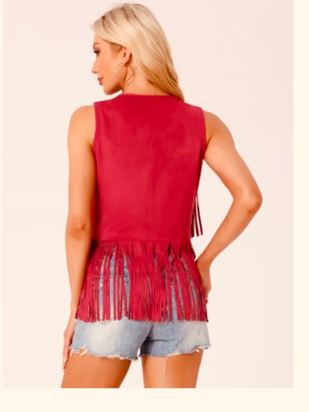 Fringe Sleeveless Open Vest - Picture 2 of 7
